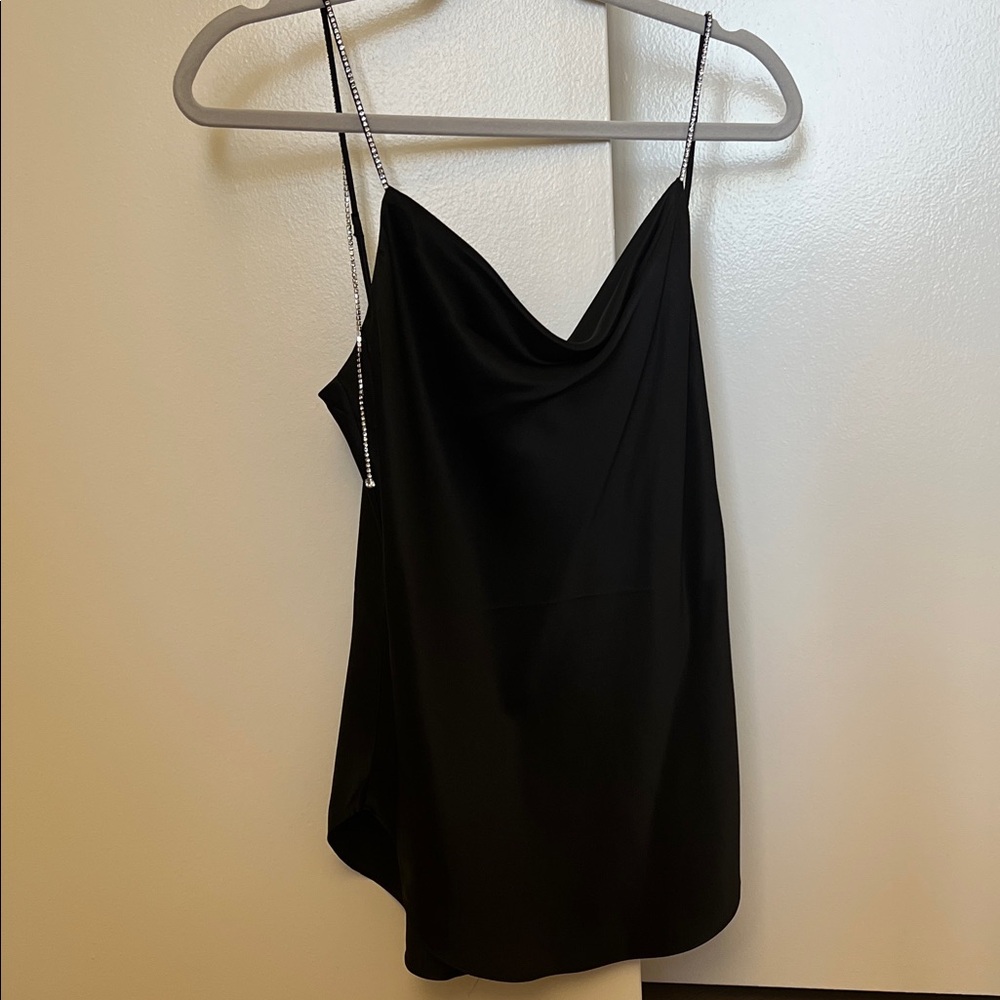 Cinq a Sept 100% silk Marta cami with rhinestone straps